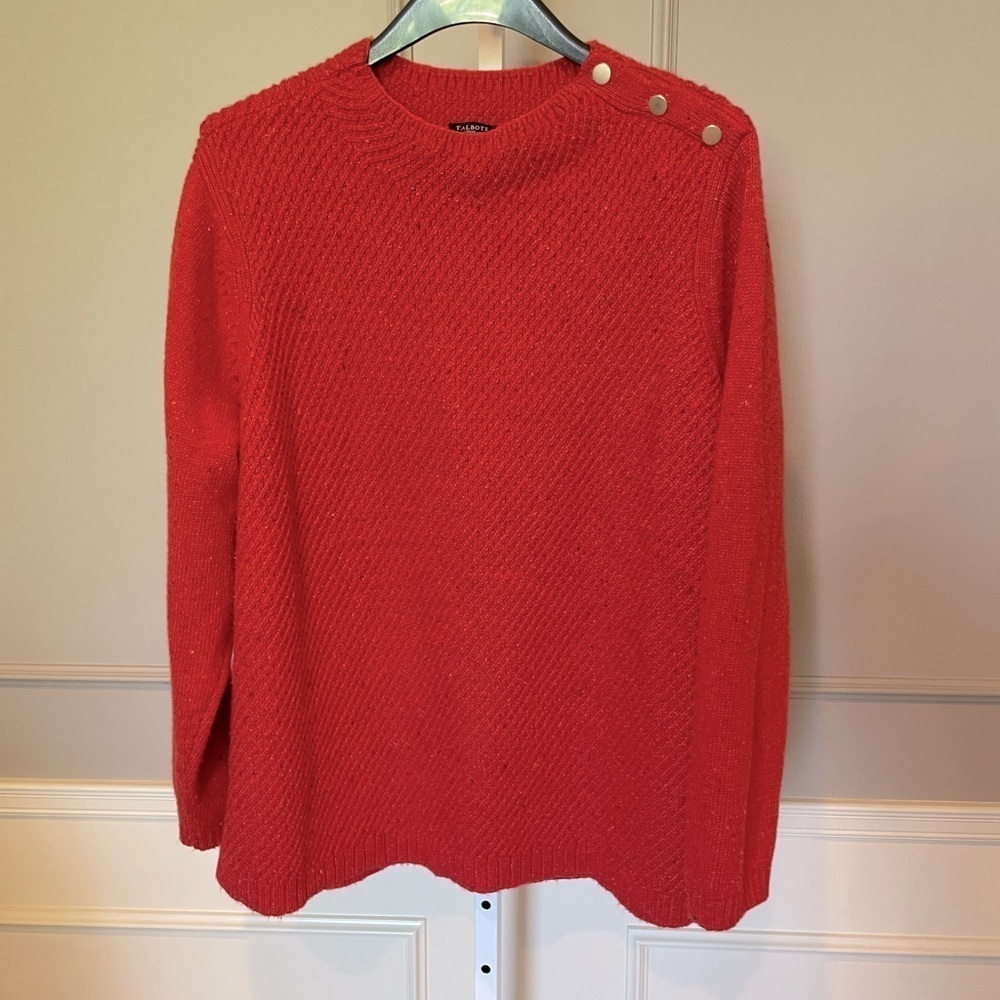 Talbot's Plus Orange Rust Brick Cotton Blend chunky knit sweater tunic gold